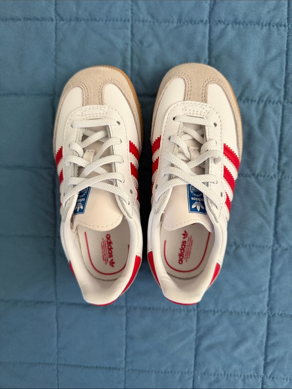Adidas Kids White and Red Classic Samba Shoes - 10K